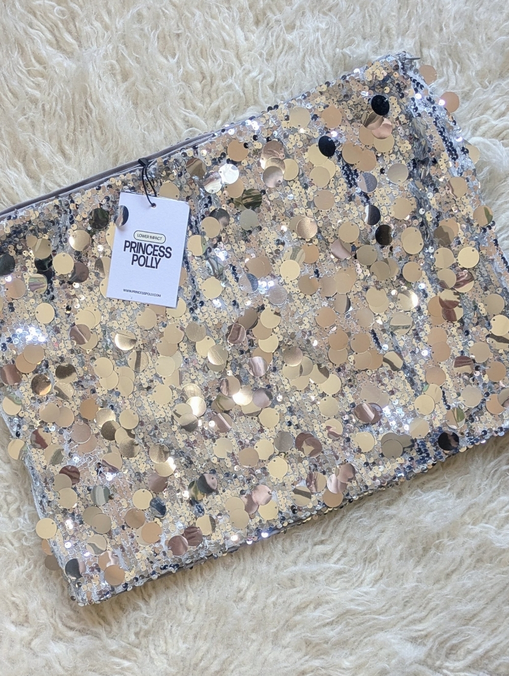 NWT Silver Sequin Mini Skirt Princess Polly Size 8